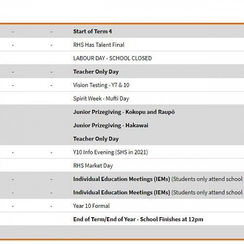 Junior Term 4 Important Dates