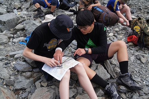 Connor and Brian utilise their map and compass skills