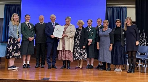 The German Ambassador, Stefan Krawielicki, presents our Principal with a plaque to mark our status as a Paschschule (Partnership School)