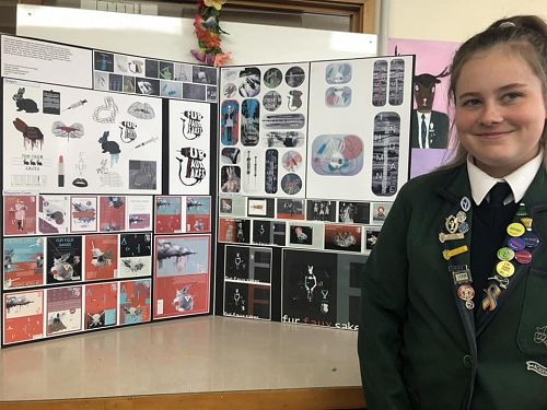Year 12 Design student Samantha Lindsey with her completed Level 2 board. Wonderful work Sam.