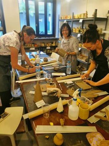 Some of our teachers having a go at pottery making!
