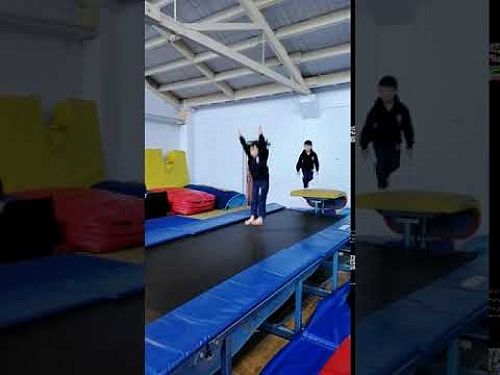 Video: Tirzah practising her jumping on the big trampoline.