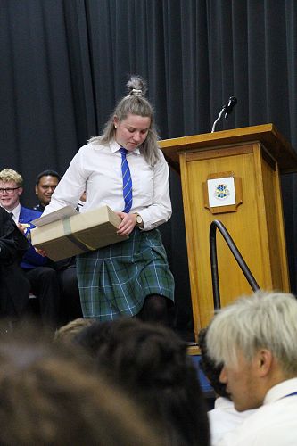Georgia Kohleis Winner of the Konica Minolta ViP's Prize for Year 13 attending a Tertiary Institution, Rosie Bishop Cup for Best House Captain and CHB College Jubilee Trustee's Award.
