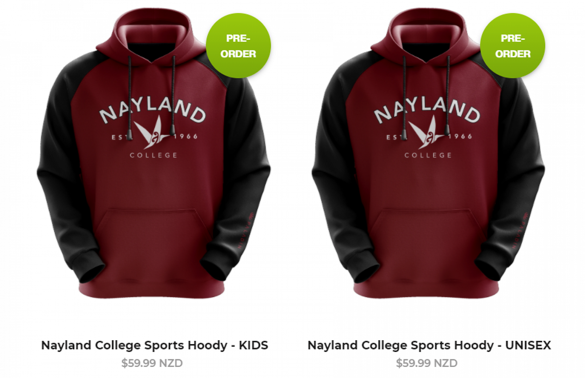 Nayland College Official Sports hoodie online orders close this Sunday