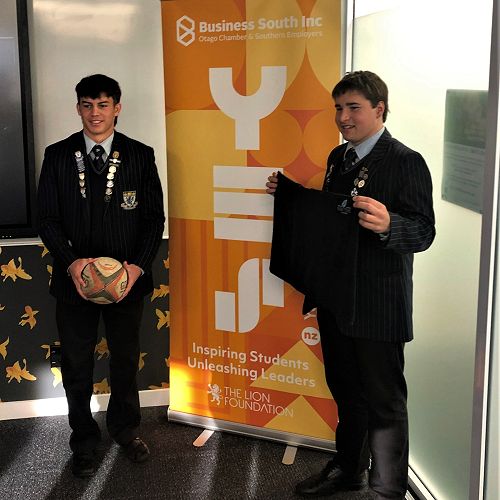Year 13 Business Studies students Dylan Pledger and Matthew Taylor talk about their product and put forward a
business case to a panel of judges