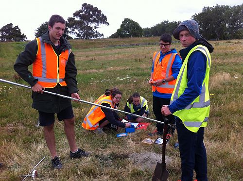 Kaila Robertson out doing field-work as part of the Hands-on at Otago experience.
