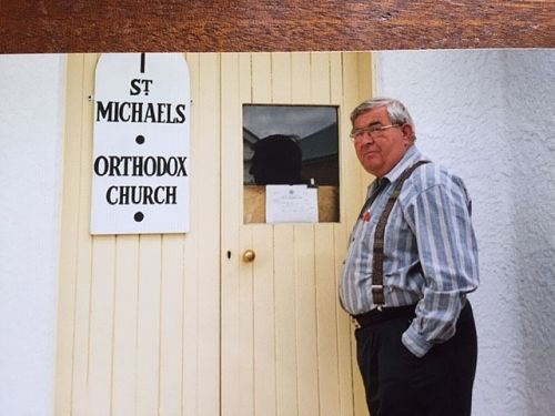 Neil Hansen outside St Michael's Orthodox Church, South Dunedin