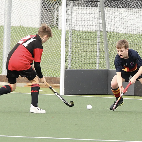Sam Hancox defends the goal