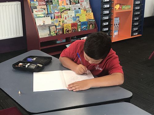 Keanu is an amazing writer and is working hard in the Literacy sessions.