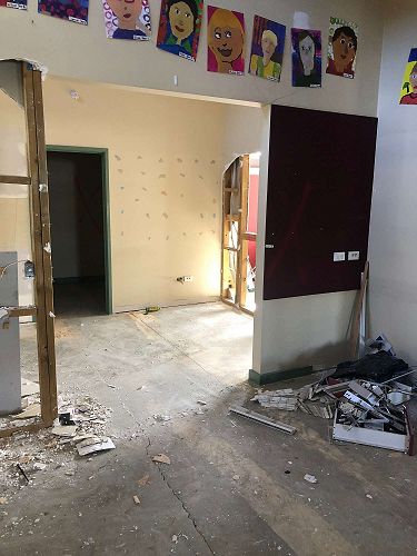 The former office in the process of being gutted. 