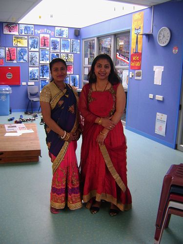 Jyostna and Hiteshaben in their beautiful saris