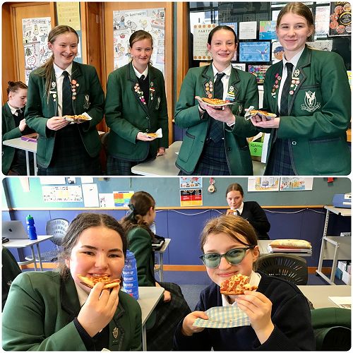 Year 10's enjoying their pizza