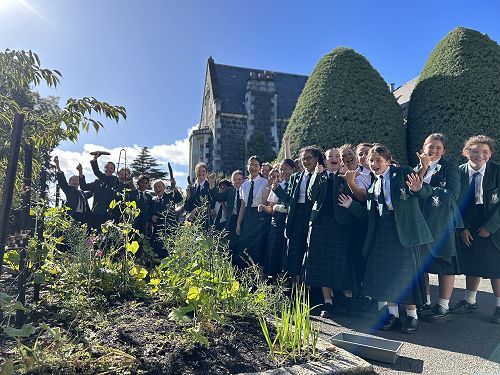 Caption: Year 8 enjoying the fruits of their mahi