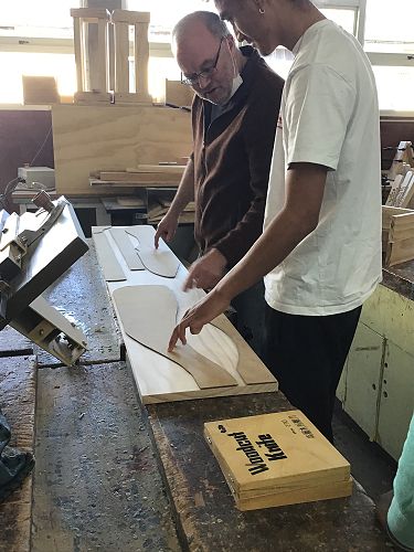 Oho and Collin start making a chair