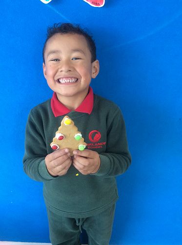 Scott is excited about baking a gingerbread tree.