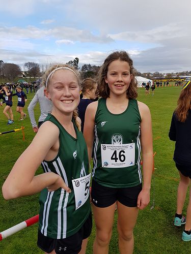 Grace Thomson 11SMRA and Anna Christensen 10SBYS pictured at National Secondary Schools Cross Country