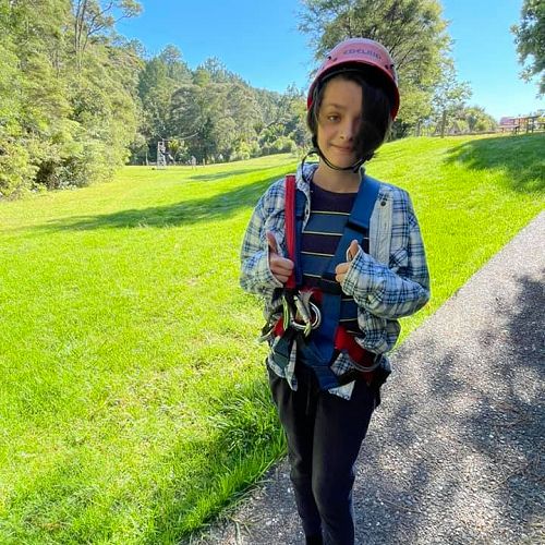 Jake about to head down the zipline