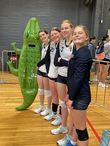 The subs bench with mascot Claus the crocodile
