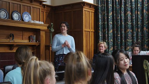Head of House, Cara Busse, addresses the boarders at the Matariki dinner