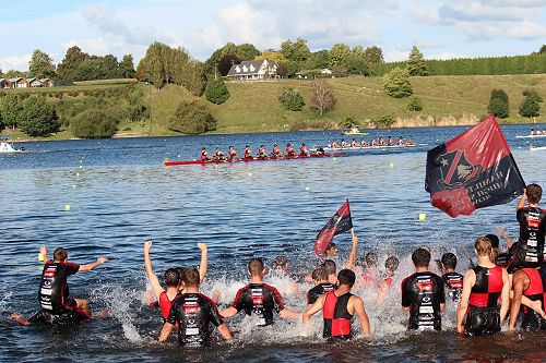The finish of the Under 18 Eight race