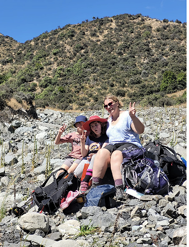 Whanau tramp up the back of Mt Hutt