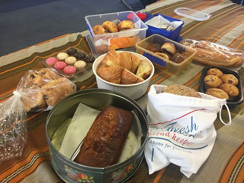 Check out the homemade loaves for fresh bread and fruit bread! Oh la la! 