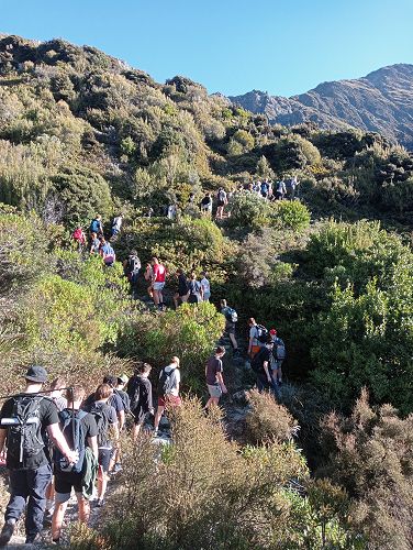 Researching different sites through the red tarns