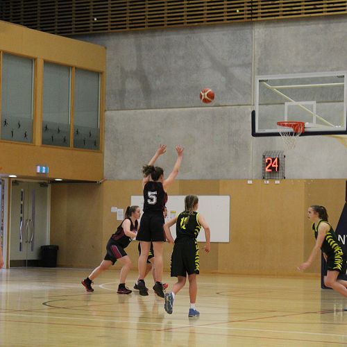 The Nayland Senior Girls in action against Waimea College during the Division One final.