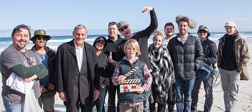 David Hay
(gesticulating) with his 'Cold Fish' cast and crew.