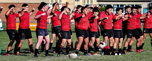 Te Aute with a fierce haka to begin the game 