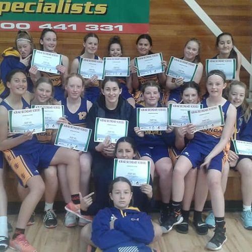 Roncalli girls competing in the Aoraki Junior Girls Basketball Champs on Thursday 28 June 2018