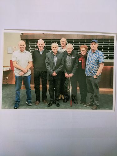 Denis' 90th Birthday from L - R Denis Jnr, Richard, Jim, David, Denis, Suzanne and Matthew