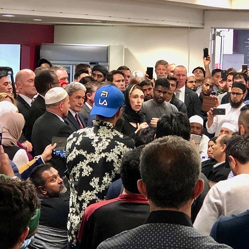 Prime Minister Jacinda Ardern speaks with the community