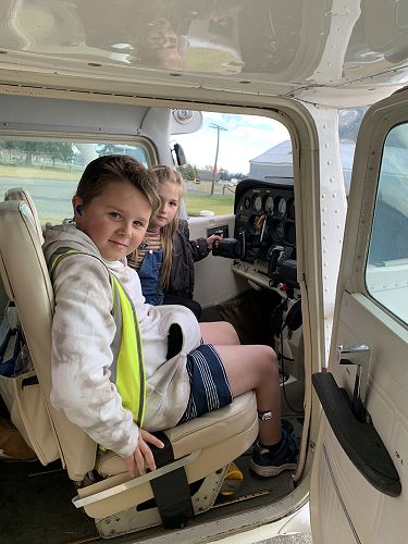 Benji and Macey plane