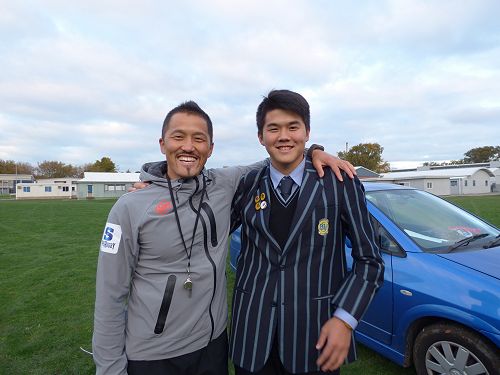 Atsushi Tanabe, Shirley Old Boy and assistant coach of the Super Rugby Sunwolves with Son Jack current Shirley man and 1st XV member. Welcome back Atsushi!