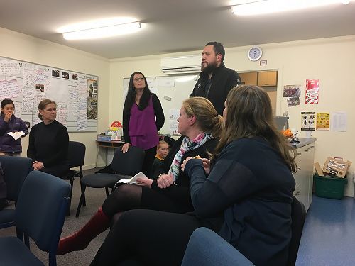 Corban Te Aika and Janina Konia joining the Roydvale School Board of Trustees and whānau to gift the school three Māori names.