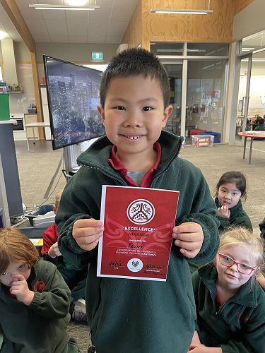 Kevin received his excellence certificate in class today. Congratulations Kevin.