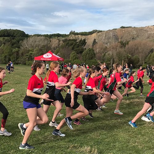 Start of the Year 8 Girls' Lincoln Zone Cross Country event 