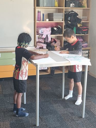 Creating our tree-riffic pictures about ourselves in Kōwhai