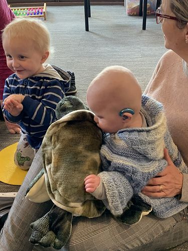 Arthur Wyatt and Lydia music time at Sumner Playgroup