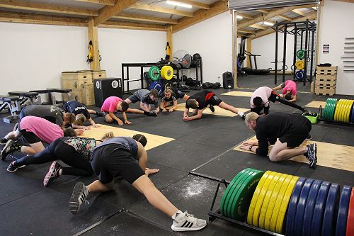 Sports Academy Members in a conditioning session with HB Community Fitness Trust