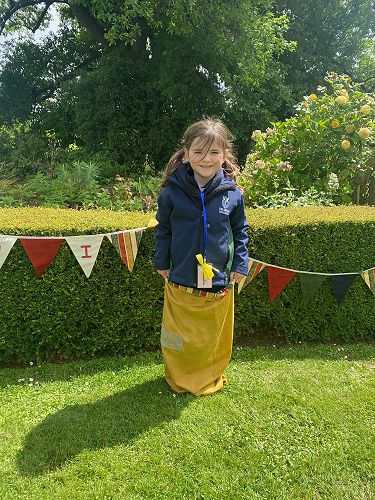 Claudia in her Solway sack race