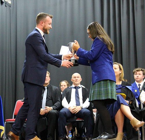 Anna Douglas receiving the Hamiora Kamau Tangiora Cup & Masonic Centennial Prize for Outstanding Endeavour 