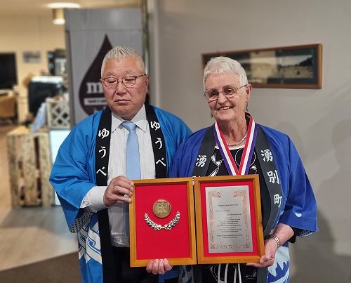 Mayor of Yubetsu, Tomoyuki Karita and Ex-Principal DHS, Allison Rosanowski