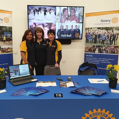 Sangeeta, Kris, Shalini RC Emerald & District members at community expo