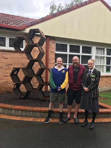 2018 Head girl Sarah Jackson with artist James Wright. 