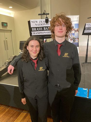 Clara
Dujakovich and Liam Dixon competed in the National Brass Band Championships in
Dunedin.