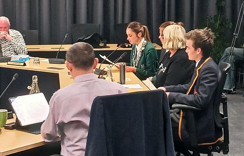 Grace Hill (Columba) speaking at the DCC Council Chambers