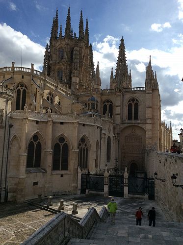 Day 9 Margie walking down to Burgos Cathedral