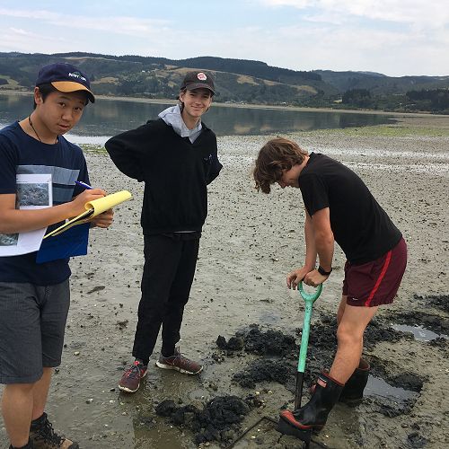 Aidan, Ben & Thomas carrying out sampling